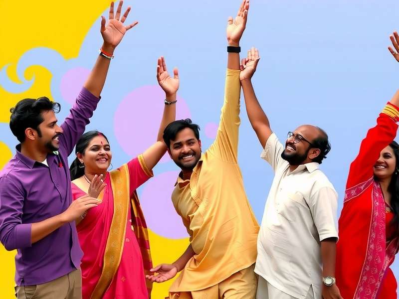 Holi Color Quest community fan art showing players from different Indian states celebrating together in the game